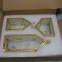 Glass Candle Holder Set of 3, Gold Metal House-Shaped Candle Holders with Textured Glass for Wedding Decor, Elegant Table Centerpieces & Home Accents, Housewarming Gifts for New Home (Gold Copper Frame)