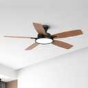 TALOYA 52 inch Ceiling Fans with Lights,Remote Control Multifunctional Quiet Fan with Three Color Temperature and Dimmable Light with Reversible Blades Black (52inch)
