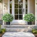 Fake Plants Artificial Flowers for Outdoors Decor, 2 Pack Fake Potted Plants Baby Breath With Green Eucalyptus Look Real UV Resistant Artificial Greenery with Pot for Outside Porch Garden Patio Yard