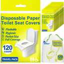 Disposable Toilet Seat Covers - 120 Sheets of XL Flushable Toilet Seat Covers for Potty Training, Travels and Public Restrooms - Paper Toilet Seat Covers for Kids and Adult, 18" X 15", 12 Packs