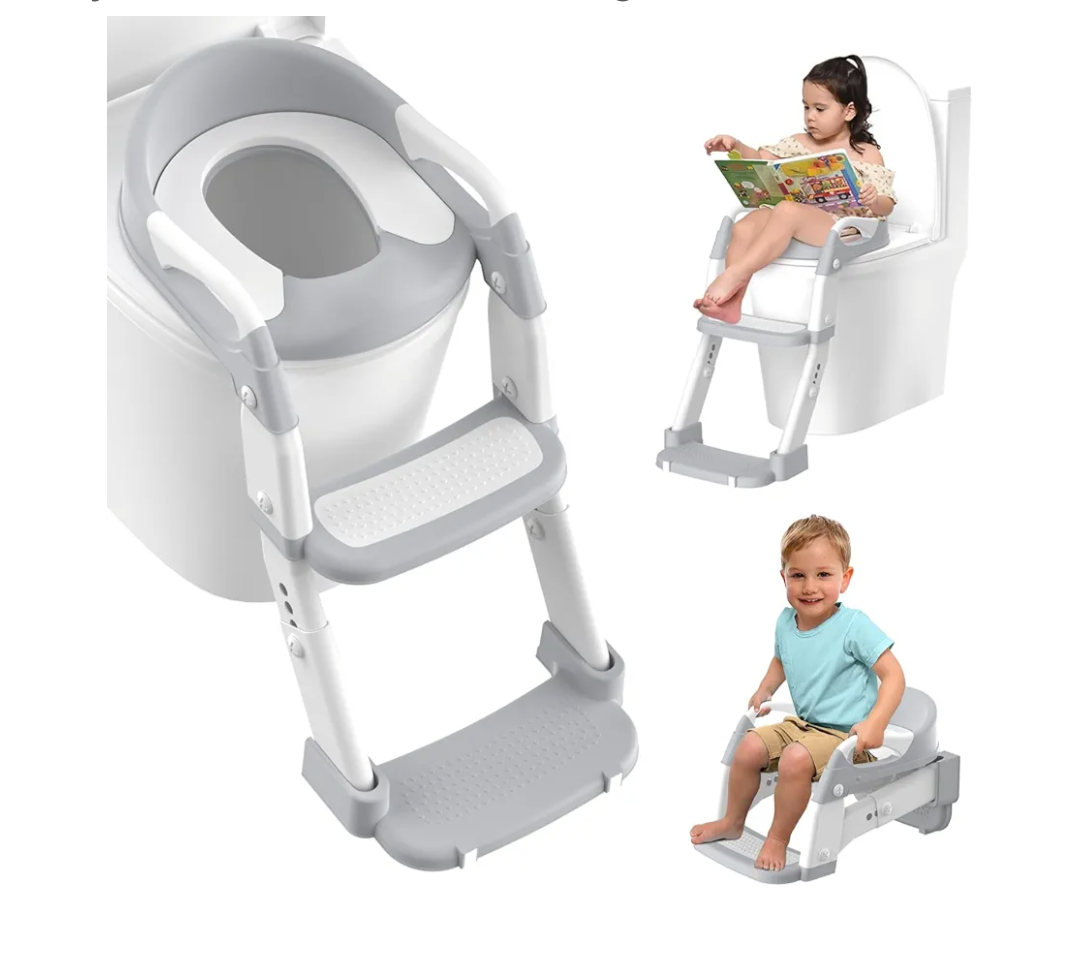 Potty Training Toilet Seat, Upgrade 3 in 1 Toddler Toilet Seat and Steps Stool for Boys Girls, Non-Slip Splash Guard KidsToilet Seat with Ladder, Adjustable Child Toilet Training in Bathroom