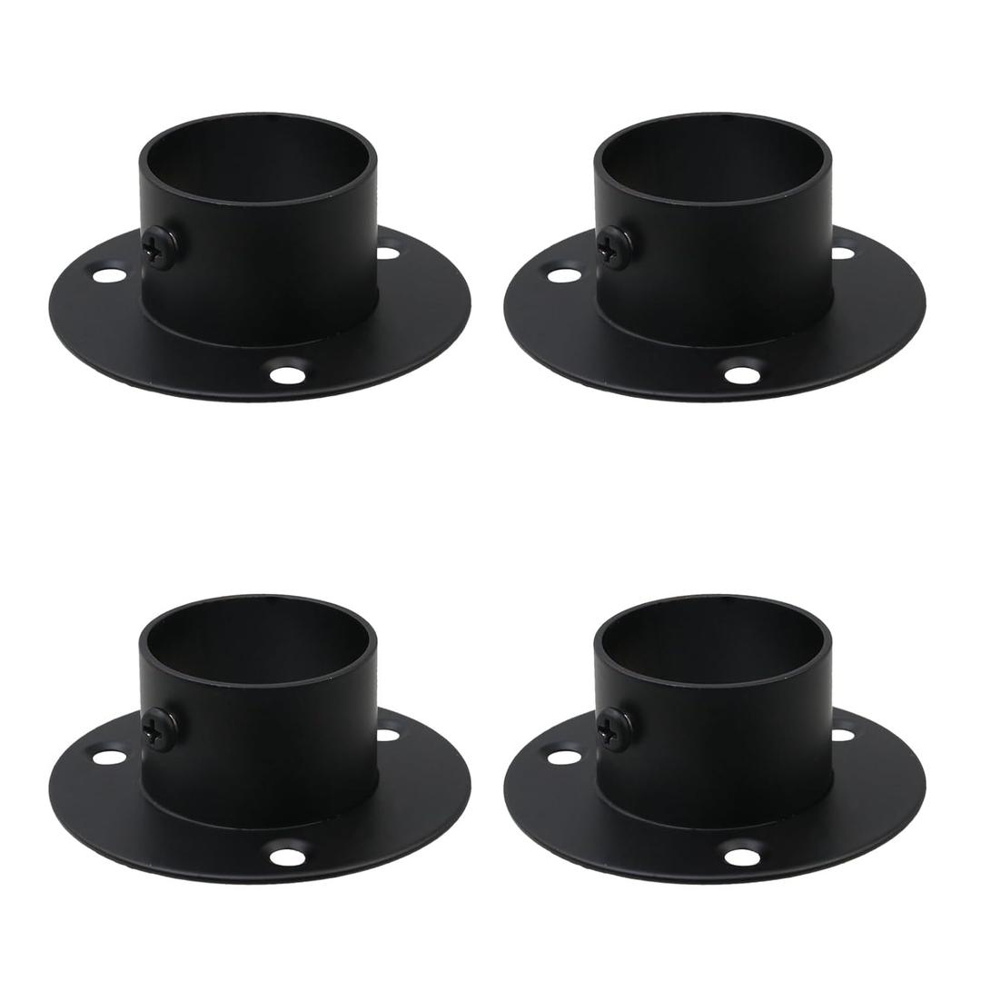 Wealrit 4 Pcs Round Post Bases Stainless Steel Flange Anchor Bases Heavy Duty Post Brackets for Fence Deck Railing Support(1.5", Black)