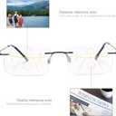 MIRYEA Progressive Photochromic Multifocus Reading Sunglasses Rimless Anti Blue Light Glasses Transition Sun Readers Eyewear