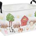 Essme Rectangular Farm Basket,Kids Baskets Empty with Handles,Cute Baskets for Kids Room Decor,Boys and Girls, Gift Basket,(Animal Farm)