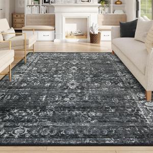 Lahome 8x10 Area Rugs for Living Room Washable Rugs 8x10 Black Large Rug Indoor Carpet, Vintage Distressed Rug Soft Non Slip Area Rug for Bedroom Dining Room Home Office(8 x 10, Black/Grey)