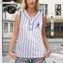 DUTUT Baseball Mom Tank Tops for Women Baseball Graphic V Neck Shirt Summer Sleeveless Jersey Casual Sleeveless Tops (White, M)