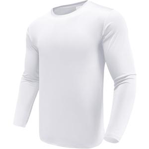 Men's 1, 3 or 5 Pack Performance Long Sleeve T-Shirts, UPF 50+ Sun Protection Shirts, Athletic Gym Workout Shirts for Running (Medium), White(pack of 1)