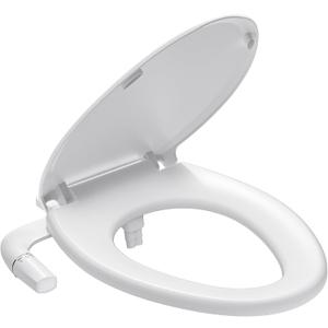 SAMODRA Elongated Bidet Toilet Seat with Soft Close Lid - Non-Electric Dual Nozzle System, Quick-Release for Easy Installation & Clean