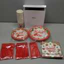 168Pcs Strawberry Party Supplies Tableware Set Plates and Napkins Set for Kids(Serves 24) Strawberry New Year Party Decorations Dinner Plates, Dessert Plates, Cups, Napkins, Knives, Forks, Spoons, 2 Packs
