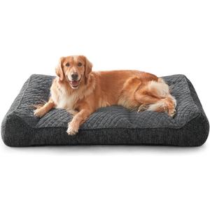 JOEJOY XL Orthopedic Dog Beds Large Sized Dog, Extra Thick Supportive Big Dogs Couch Bed with Sides, Ultra Soft Pet Bed Sofa for Large Dogs, Grey, 42''x30''