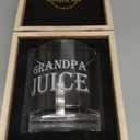 LIGHTEN LIFE Grandpa Juice Whiskey Glass 12 oz, Unique Gift in Valued Wooden Box, Funny Ideas for New Grandpa, Birthday from Grandson, Granddaughter