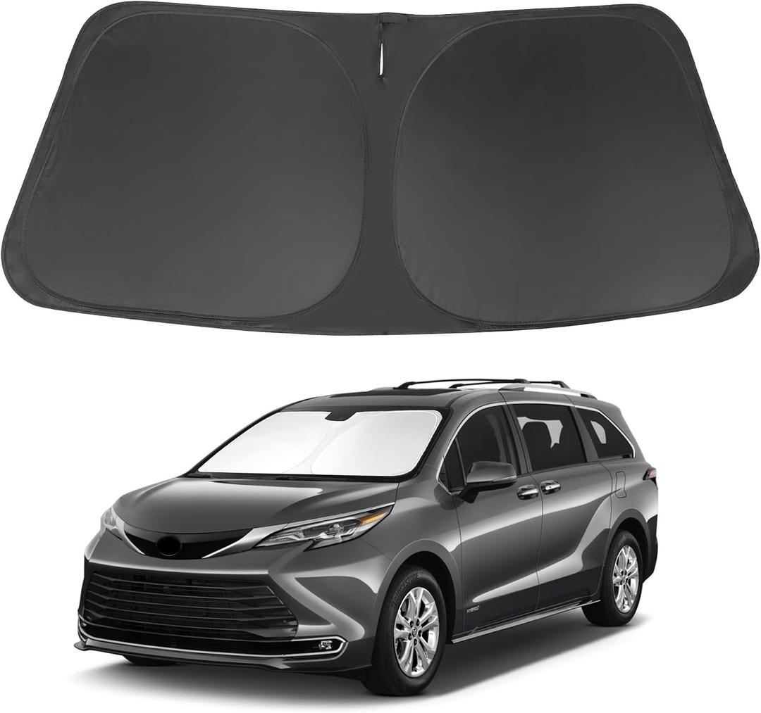 Windshield Sun Shade Compatible with 2021 2022 2023 2024 2025 2026 Toyota Sienna Mini Van Accessories Sunshade Shield Keep Car Interior Cool