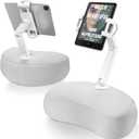 AboveTEK Tablet Pillow Stand for Bed, Hands-Free 360° Adjustable iPad Pillow Holder for Lap Reading w/ Soft Bean Bag, Ideal Gift for Mom, Fits 4.7" to 12.9" Tablet, Phone, Kindle - Gray