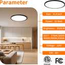Huguzili 6PK 15.8inch LED Flush Mount Ceiling Light, 32W, 3520LM, 2700K/ 3000K/ 4000K/ 5000K/ 6500K CCT Selectable, Super Slim Low Profile LED Ceiling Light for Bedroom, Kitchen, Hallway, Living Room, Black
