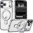 Compatible with iPhone 17 Pro Case with Invisible Magnetic Ring Stand [Compatible with Mag-Safe] [Full Camera Lens Protector] Plating Clear Phone Case for iPhone 17 Pro 6.3", Silver