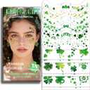 CHARLENT Glitter Shamrock Freckles Face Tattoos | 18 Sheets St. Patricks Day Temporary Makeup Patches for Women Kids St. Patrick's Day Parade, Irish Festival Looks