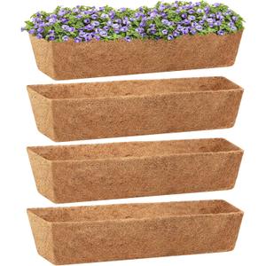 Legigo 4 Pack 36 Inch Square Coco Liners Planter Baskets Liner- Natural Coconut Coir Fiber Liner Replacement, Window Box Liners Trough Coconut Liners for Wall Planter Garden Deck Fence Flower Baskets