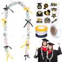 Graduation Candy Lei Making Kit-394 Ft Candy Leis for Graduation 2025 Graduation Leis Decor with 3 Rolls of Black/Gold/Silver Ribbons and 200 Graduation Stickers for Graduation Party Gift