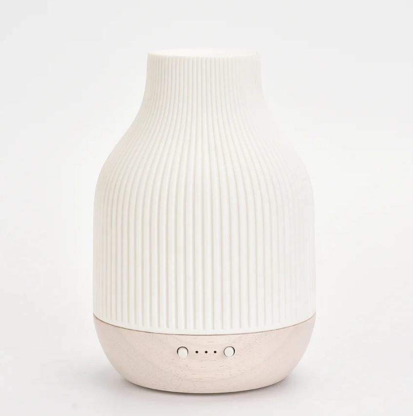 SOICARE Elegant Ceramic Diffuser for Essential Oils with Solid Wood Base,Stone Aromatherapy Essential Oil Diffusers for Home Office Room Decor Gift (180ML)