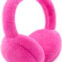 Women Ear Muffs Winter Girls White Earmuffs Fuzzy Kids Black Ear Muff Cute Fluffy Ear Warmers Foldable Ear Covers Boy (Pink)