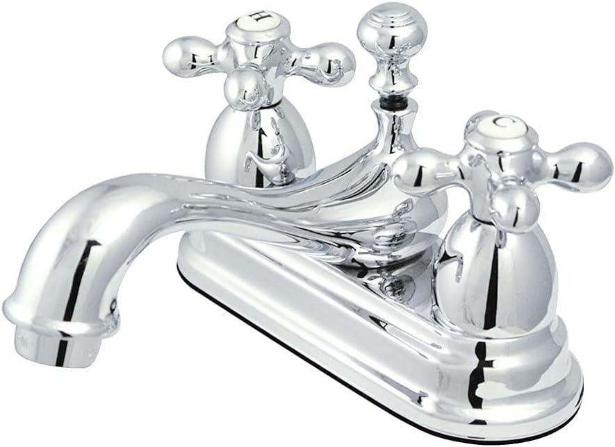 Kingston Brass KS3601AX Restoration 4-Inch Centerset Lavatory Faucet with Metal Cross Handle, Polished Chrome