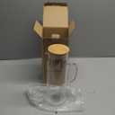 hjn Glass Pitcher with Lid Glass Water Carafe with Handle, Fridge Water Jug Cold or Hot Beverages, Iced Tea, Milk, Juice 1500ml/51oz & bamboo lid (Clear)