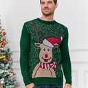 Karlywindow Mens Ugly Christmas Sweater Holiday Reindeer Snowflake Santa Soft Pullover Long Sleeve Knitted Sweaters (XX-Large, Green)