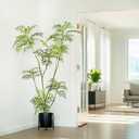 6ft Artificial Mahonia fortunei Tree Tall Fake Indoor Plant with White Plastic Planter, Large Faux Tree for Home Office Living Room Decor, Perfect Housewarming Gift