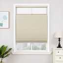 Joydeco No Tools No Drill Blinds for Indoor Windows, Cordless Window Blinds Cellular Shades Top Down Bottom Up Blackout Honeycomb Blinds Thermal Insulated Noise Reduction (Beige, 34" W x 64" H)