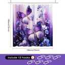 Lindameler Purple Butterfly Floral Shower Curtain Vintage Farmhouse Flowers Shower Curtain Waterproof Washable Purple Floral Bathroom Decor Bath Curtain 72 X 72 Inch