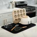 S&T INC. Dish Drying Mat XL, 18 x 24, Absorbent Microfiber Kitchen Counter Mat, Drying Pad for Dishes, Utensils, Pots and Pans, Extra Large, Diamond Texture, Black