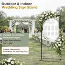 Wedding Welcome Sign Stand, 67" Tall Height - Black Metal Sign Holder with 6 Leather Straps, Easel Stand for Seating Charts & Event Décor