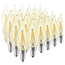 Dimmable LED Candelabra Bulb 25W Equivalent E12 LED Bulb 2700K Soft Warm White, Chandelier Light Bulbs, 2W 200LM Flame Tip CA10 Candle Light Bulb Pack e12 Bulb.