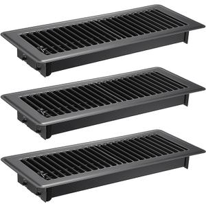 Sumnacon Pack of 3 Floor Vent Covers Metal Floor Register 4 x 12 Inch Heavy Duty Floor Vents with Adjustable Air Supply Lever, Walkable Black Vent Covers for Home Floor