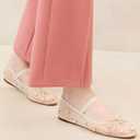 Coutgo Womens Mesh Ballet Flats Crystal Rhinestone Studded Comfortable Mary Jane Dress Shoes (Beige)