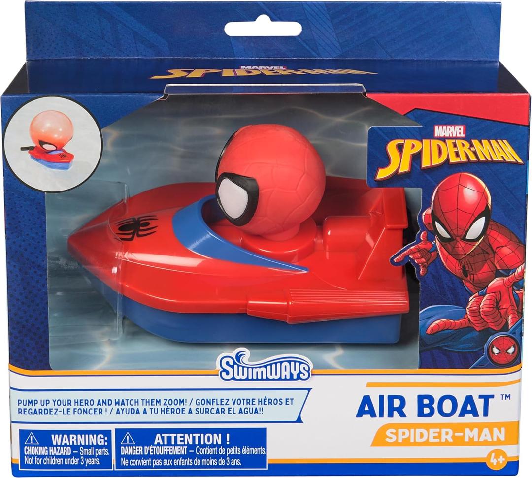 SwimWays Marvel Spider-Man Air Boat, Swimming Pool Accessories & Kids Pool Toys, Spiderman Party Supplies & Bath Toys for Kids Aged 4 & Up