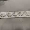Wooden Wall Mounted Coat Rack 24 Inch, White with 5 Silver Hooks for Entryway, Hallway, Bedroom