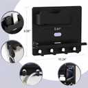 Bedside Shelf Wall Mount, Adhesive Bedside Shelf Accessories Organizer with Hooks and Cable Clips,Dorm Bedside Wall Storage for Phone, Remote, Earphone,Plastic (Black)