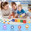 Peacurh Montessori Toys Wooden Color & Shape Sorter Toys for Toddlers 1-3, Matching Box Sorting Blocks Manipulatives Preschool Learning Educational Toy for 1 2 3 4 Year Old Boy Girl Kid Gifts