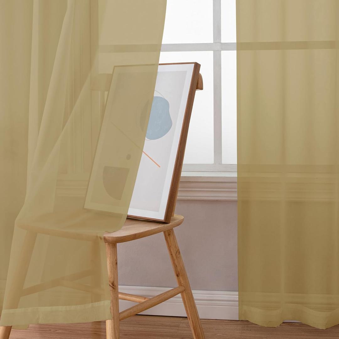 OWENIE Taupe Sheer Curtains 84 inches Long for Bedroom Living Room 2 Panels Set, Rod Pocket Solid Taupe Curtains, Soft Touch Elegant Voile Curtains & Drapes for Nursery, 42"x84", 2 Pcs (42"W x 84"L (Pack of 2))