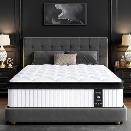 WFGEY King Size Mattress, 12 Inch King Mattress in a Box with Memory Foam and Individual Pocket Springs, Motion Isolation, Pressure Relief, Medium Firm Feel, Cool & Comfortable Sleep, Breathable