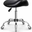 Antlu Saddle Stool Ergonomic Esthetician Rolling Chair with Wheels, Black, without Backrest