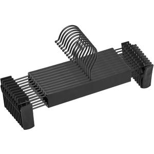 10 Pack Pants Skirt Hangers  NORTHERN BROTHERS Black Plastic Hanger with Clips  Adjustable, Non Slip, Space Saving  for Pants, Skirts, Shorts, Jeans