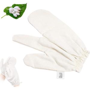 4 x 1PC Silk Gloves for Dry Brushing,Bath Glove Raw Silk Massage Gloves Ayurvedic Massage to Reduce Cellulite - Spa Quality Bathing Accessories for Skin Care & Lymphatic System Care