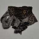 Milumia Women Leopard Print Mesh Halter Top with Scarf Ruffle Trim Crop Tops (Medium, Dark Brown)