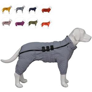 Lovelonglong Warm Dog Coat Double Layers Dog Vest, 4 Legs Covered Windproof Waterproof Reflective Warm Dog Vest Outdoor Skating Dog Costume for Small Medium Large Dogs Gray S