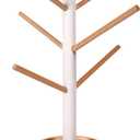 Headband Holder Organizer with 6 Branches Wooden Scrunchie Display Hanger with Bottom Bracket for Hair Hoop Hairband Jewelry Claw Clips Perfect Gifts for Girls and Women(White)