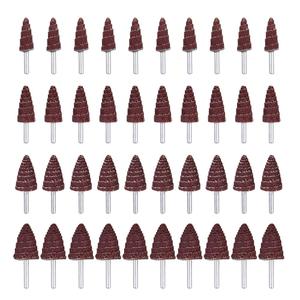 40 Pack 1/4" Shank 80 Grit Cone Shape Abrasive Sandpaper Flap Sanding Wheel Grinding Head Rotary Tool for Grinding and Polishing on Surface and Side Face