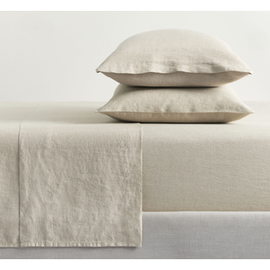 Linen Sheet Set Solid Color -Sheet Set 4PC - Cal King Natural Flax Cotton Blend Soft Breathable Farmhouse Bedding - California King, Linen/Beige