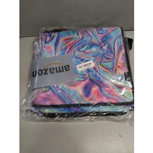 3 Ring Binder Zipper Binders Purple Laser Expanding File Folder Bag with Shoulder Strap